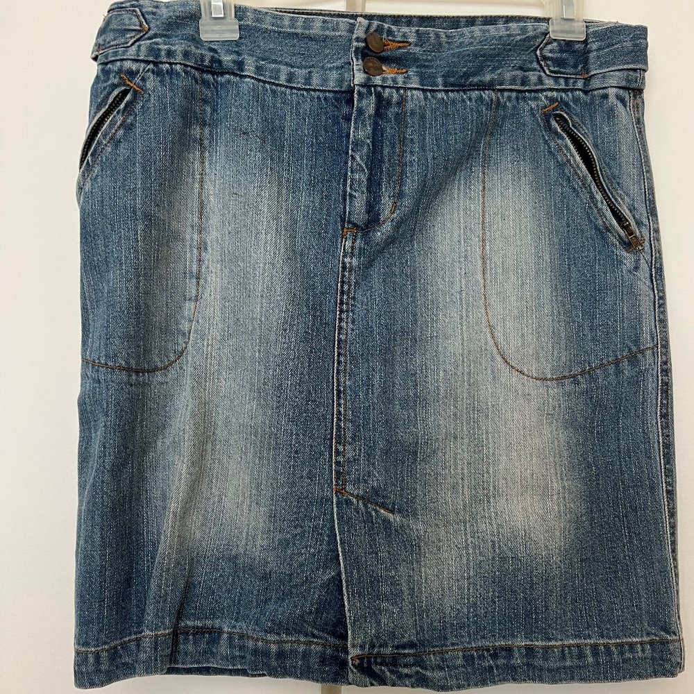 Destressed Denim Style Mini Skirt  size 9